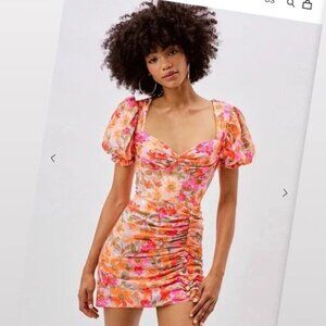 For Love and Lemons Jody Floral Mini Dress Size XL Pink Orange Size XL NWT
